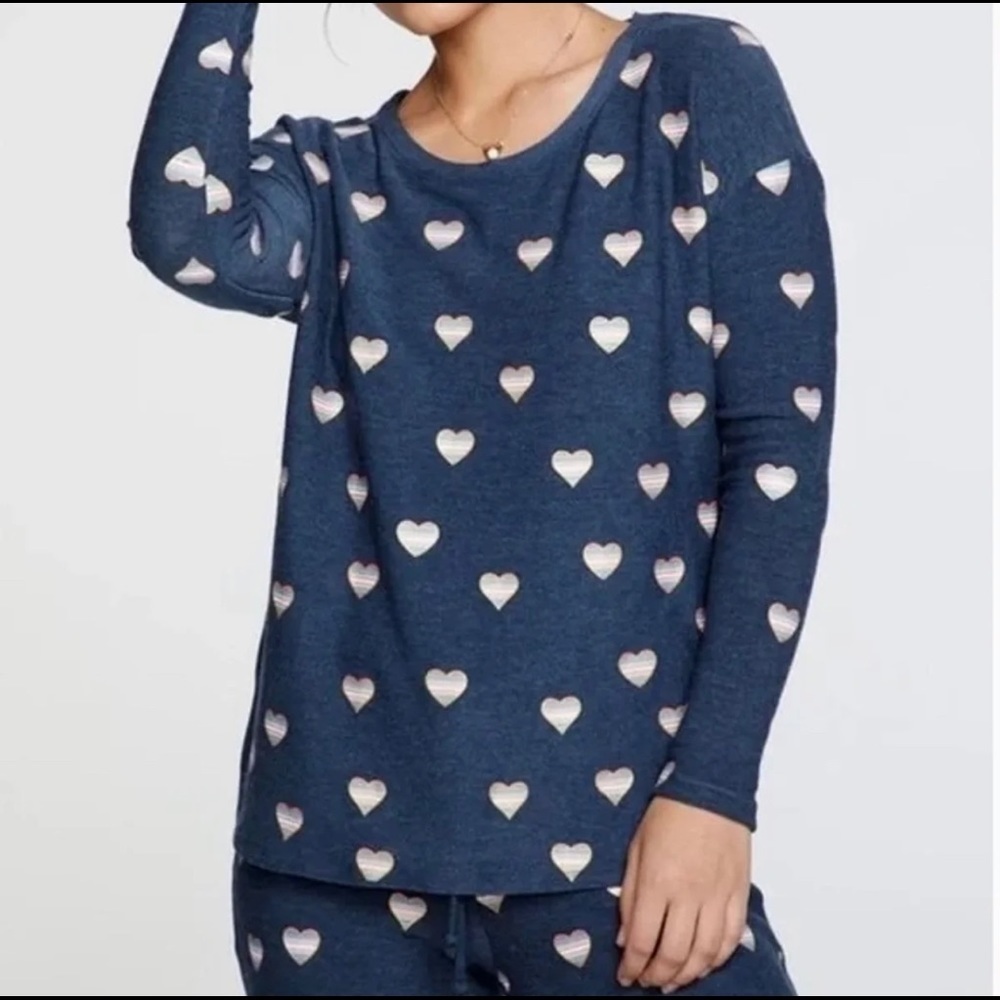 Chaser Beach Hearts Pullover Lounge Sweatshirt Size Small